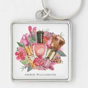 Chaveiro Beleza de Aquarela Floral Rosa Moderna Artista de