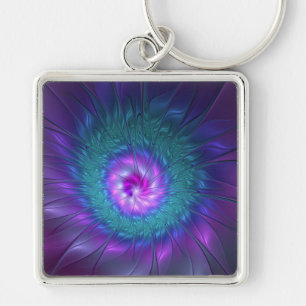 Chaveiro Beleza Floral Abstrata Arte Fractal Colorida Flor