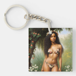 Chaveiro Beleza Floral Modelo Bikini da Mulher Negra