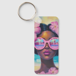 Chaveiro Beleza tropical em tons de rosa