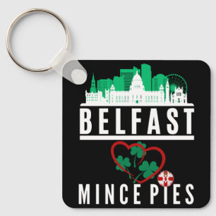Chaveiro Belfast ama pequenas tortas (design frontal e tras