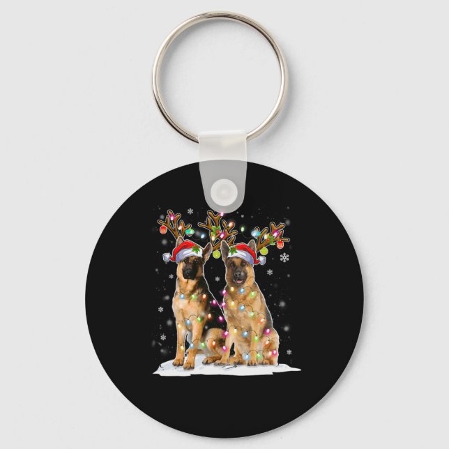 Chaveiro Belga Malinois Reindeer Hat Papais noeis (Frente)
