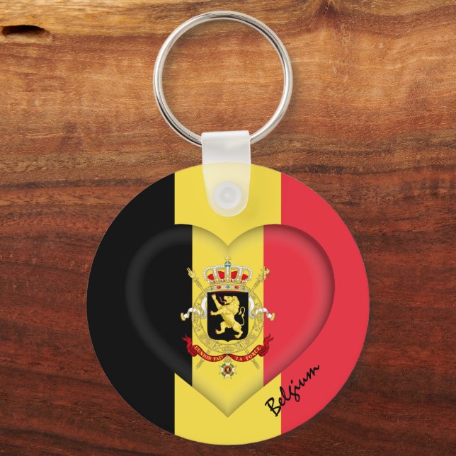 Chaveiro Bélgica & Heart, Belga Bandeira Moda / esportes (Frente)