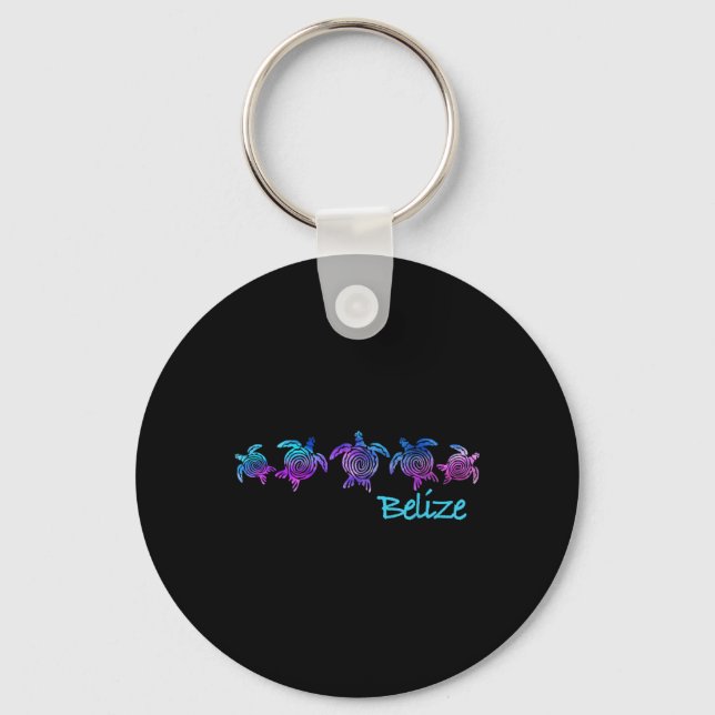 Chaveiro Belize Beach Design _ Presente de tartaruga tribal (Frente)