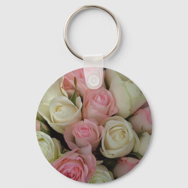 Chaveiro Belo Buquê De Flores Rosas Brancas (Frente)