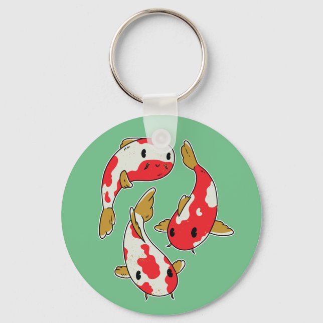Chaveiro Belo Design de Cartoon Koi Fishes (Frente)