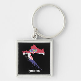 Chaveiro Belo Mapa da Croácia - Vintage Colorida