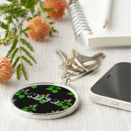 Chaveiro Belo nome ou texto Imagem de Folha Verde