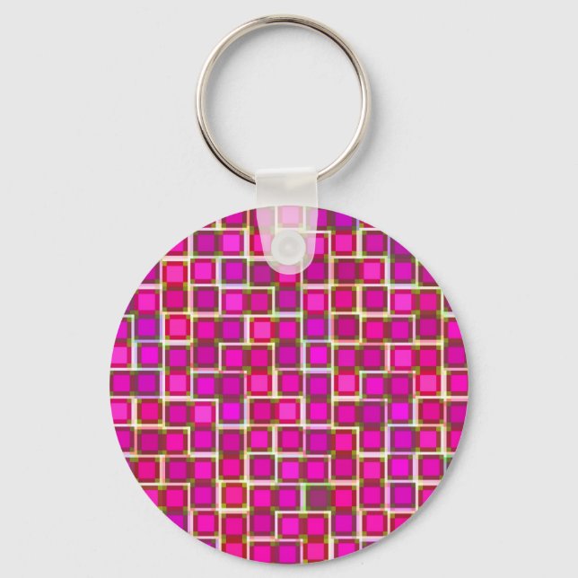 Chaveiro Belo padrão de Azulejo Abstrato a rosa (Frente)