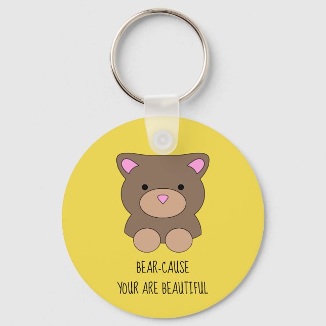 Chaveiro Belo Urso Amarelo Bonito Engraçado (Frente)