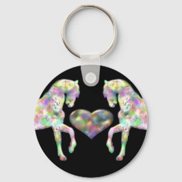 Chaveiro Belos Cavalos Arco-Íris E Coração