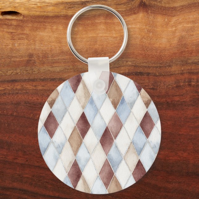 Chaveiro Belos Diamantes Azul Creme Bege Marrom   (Frente)