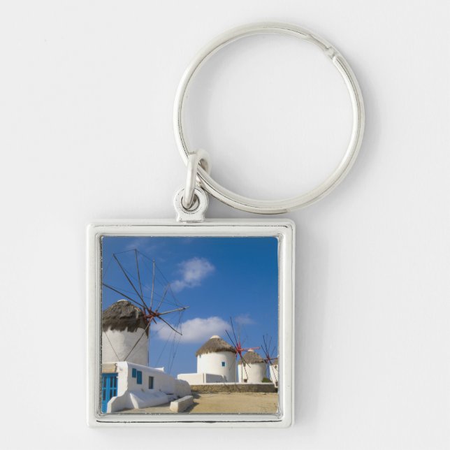 Chaveiro Belos moinhos de vento na ilha de Mykonos, (Frente)