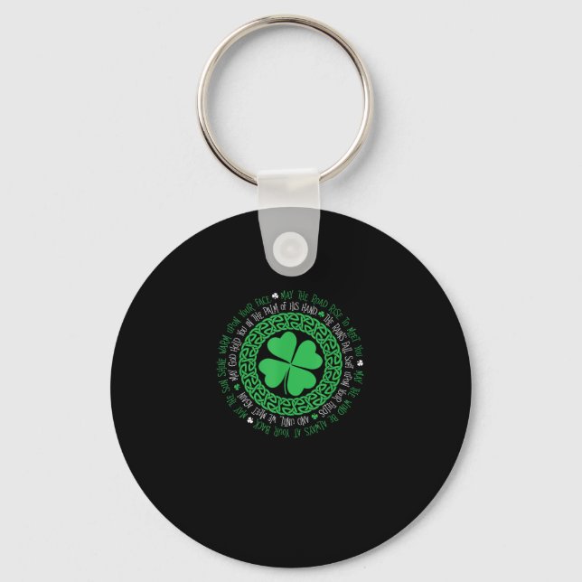Chaveiro Bênção Irlandesa Celtic Knot 4 Leaf Clover - Ruas (Frente)