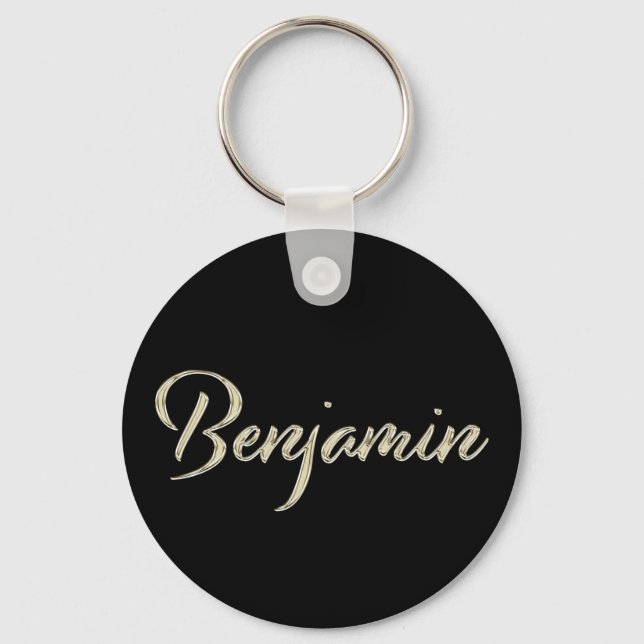Chaveiro Benjamin Name Whitegold Button Schlüsselanhänger (Frente)
