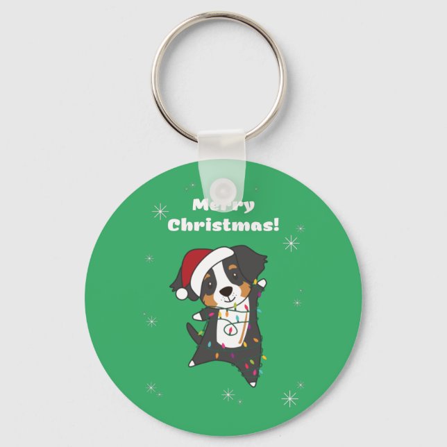 Chaveiro Bernese Feliz Natal Feliz Cachorros de Natal Keych (Frente)