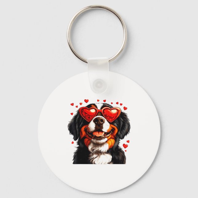 Chaveiro Bernese Mountain Cute Berner Dog Lover Valentines  (Frente)
