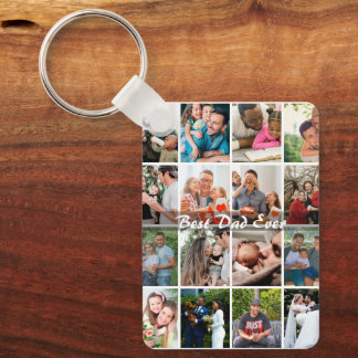 Chaveiro Best Dad Ever 16 Photo Collage Personalized Father