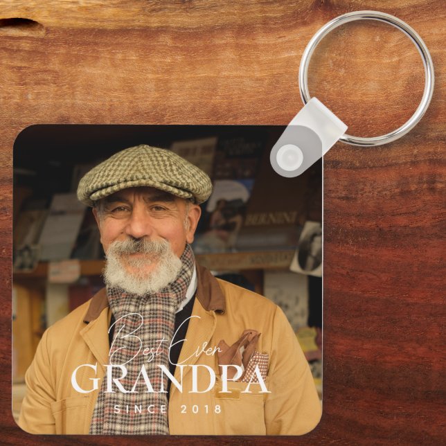 Chaveiro Best Ever Grandpa Since 20XX Simple Elegant Photo (Verso)
