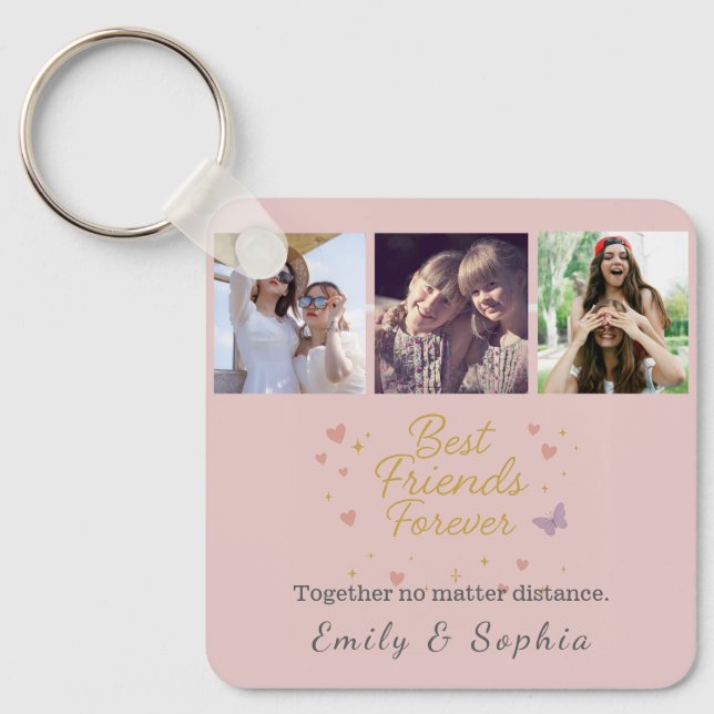 Chaveiro Best Friends Forever – 3 Photo Keychain Gift (Frente)