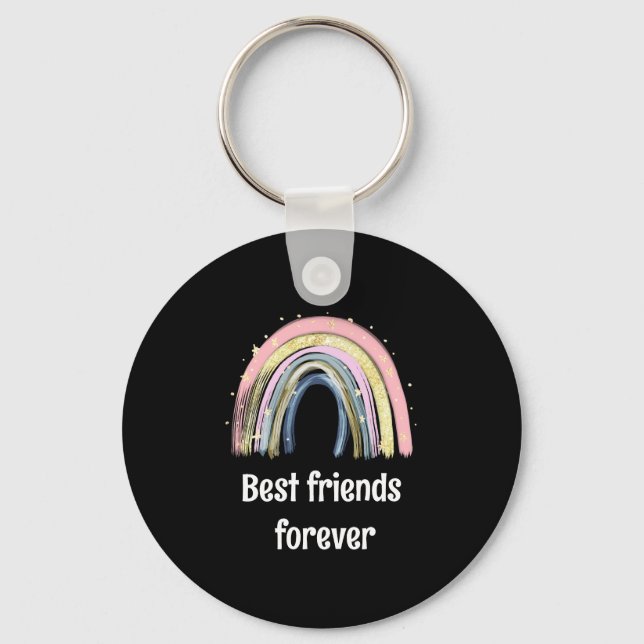 Chaveiro Best friends forever gold rainbow stars  (Frente)