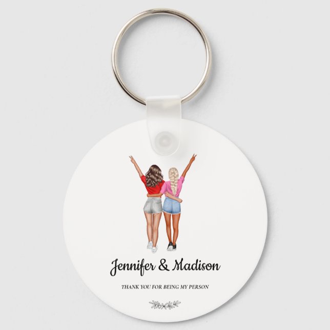 Chaveiro BFF Besties de Melhores Amigos Nome Personalizado  (Frente)