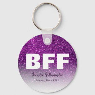Chaveiro BFF Brilho Dourado Roxo Personalizado Melhores Ami