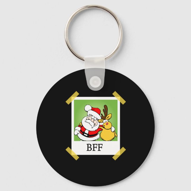 Chaveiro BFF de papais noeis e Reindeer (Frente)