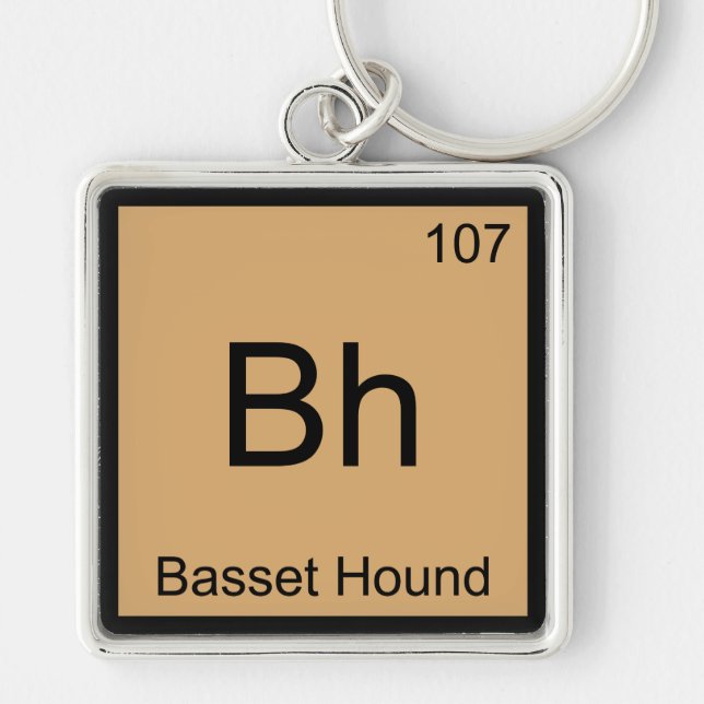 Chaveiro Bh - Símbolo de Elemento Químico do Hound Basset - (Frente)