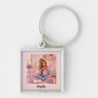 Chaveiro Bíblia Cristã Menina Arco-Íris Rosa Pastel Bonito