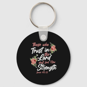 Chaveiro Bíblia Cristã Verse Cotação Rosa Flor Isaiah 40_