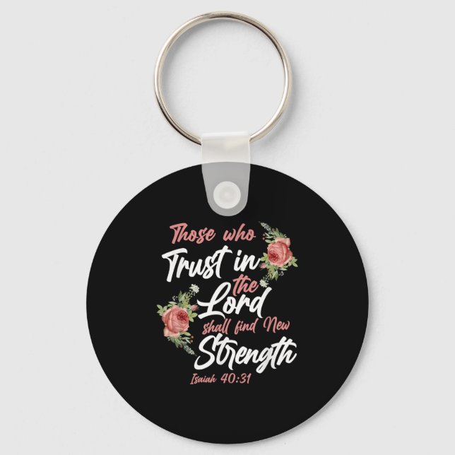 Chaveiro Bíblia Cristã Verse Cotação Rosa Flor Isaiah 40_ (Frente)