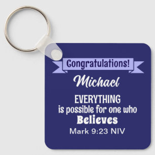 Chaveiro Bíblia Milagrosa Verse Christian Faith Dark Blue