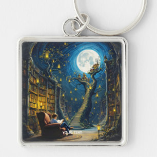 Chaveiro Biblioteca de Árvore Fantasy Cute Boy
