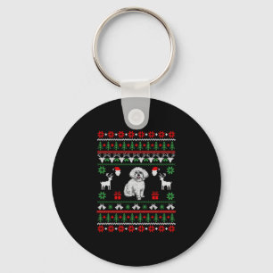 Chaveiro Bichon Frise Ugly Christmas Sweater