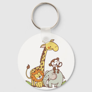 Chaveiro Bichos De Cartoon Bonitos - Girafa, Leão E Macaco