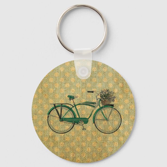 Chaveiro Bicicleta Verde Retroativa com Flower Basket (Frente)