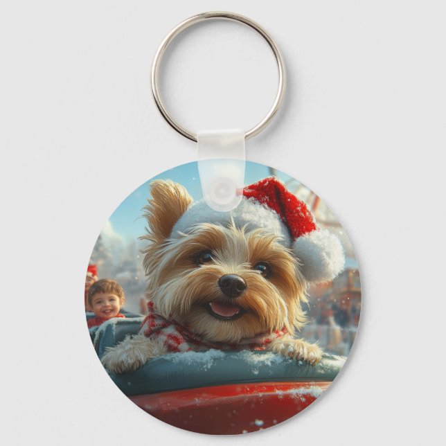 Chaveiro Biewer Terrier Cachorro Montanha-russa Natal  (Frente)