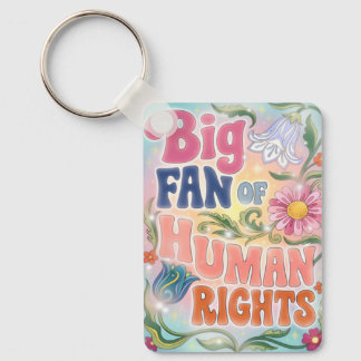 Chaveiro Big Fan of Human Rights Retro Floral Quote 