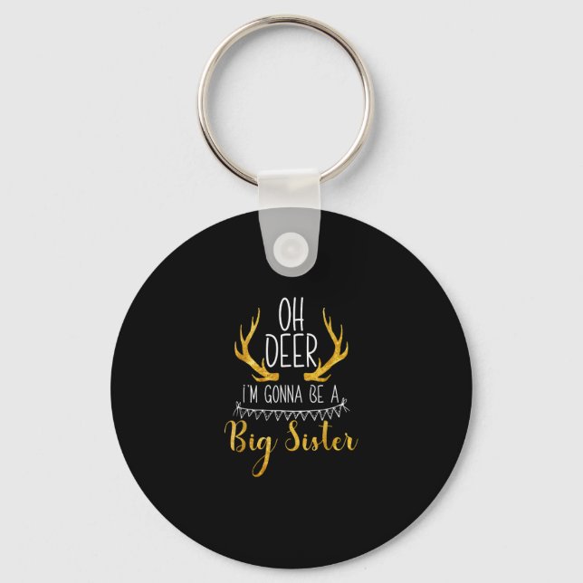 Chaveiro Big Sister Oh Deer Baby Announcement Cute Keychain (Frente)