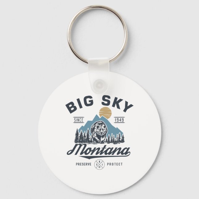 Chaveiro Big - Sky Montana Snow Skiing Trendy Retro Lodge (Frente)