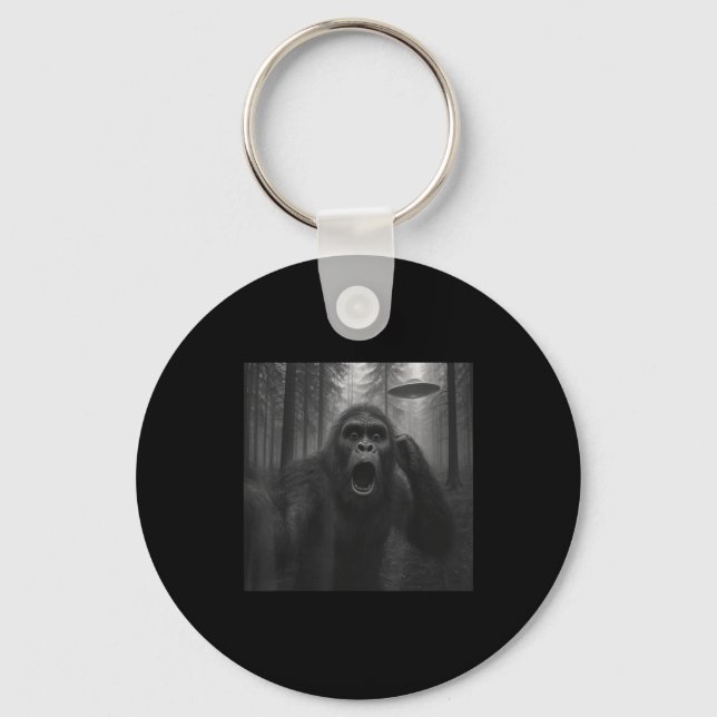 Chaveiro Bigfoot Alien Ufo Selfie Engraçado Sasquatch Meme  (Frente)