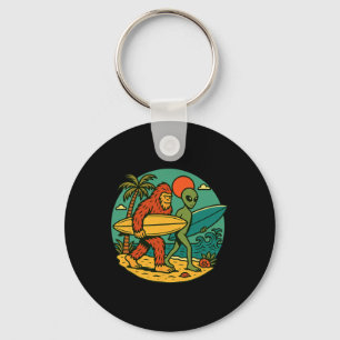 Chaveiro Bigfoot E Alien Surfando Arte De Praia Vintage Sur