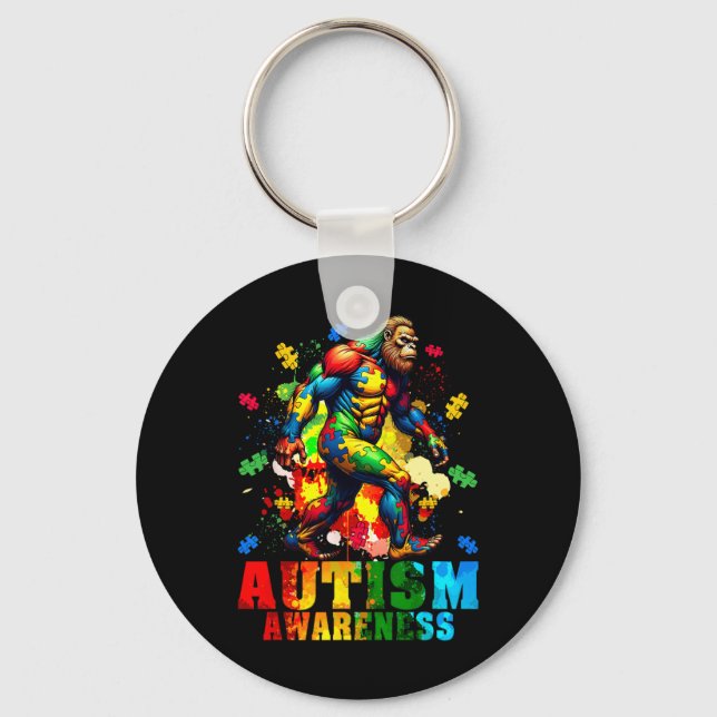 Chaveiro Bigfoot E Quebra-cabeça, Peças Autismo Autenticaçã (Frente)