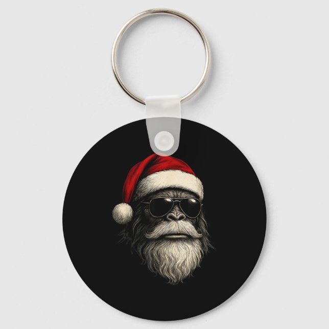 Chaveiro Bigfoot Face Sungles Santa Christmas Funny Xmas Sa (Frente)