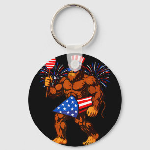 Chaveiro Bigfoot fogo de artifício bandeira americana bigfo