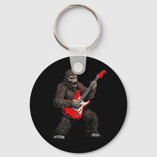Chaveiro Bigfoot Tocando Guitarra Banda de Rock Sasquatch (Frente)