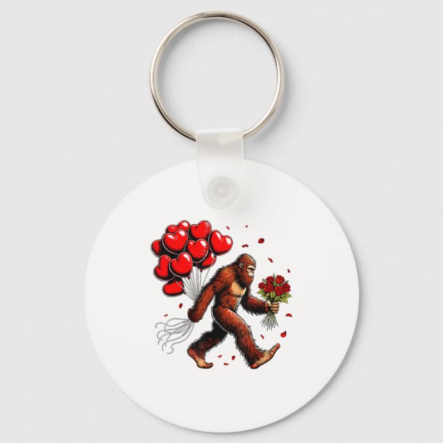 Chaveiro Bigfoot Valentines Day Funny Sasquatch Hearts Love (Frente)