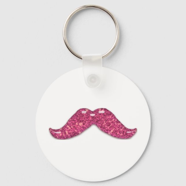 Chaveiro Bigode brilhante rosa (Frente)