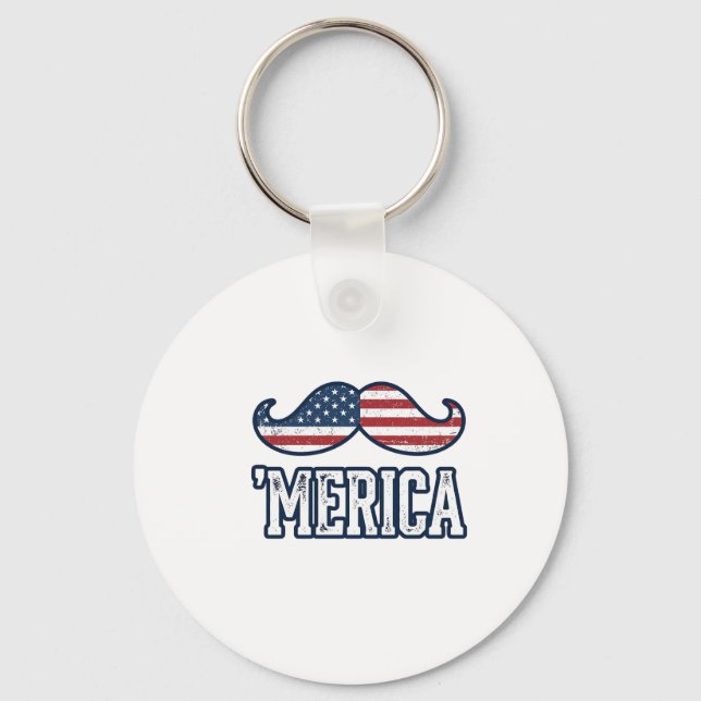 Chaveiro Bigode Patriótico Americano Angustiado Desenho Vet (Frente)